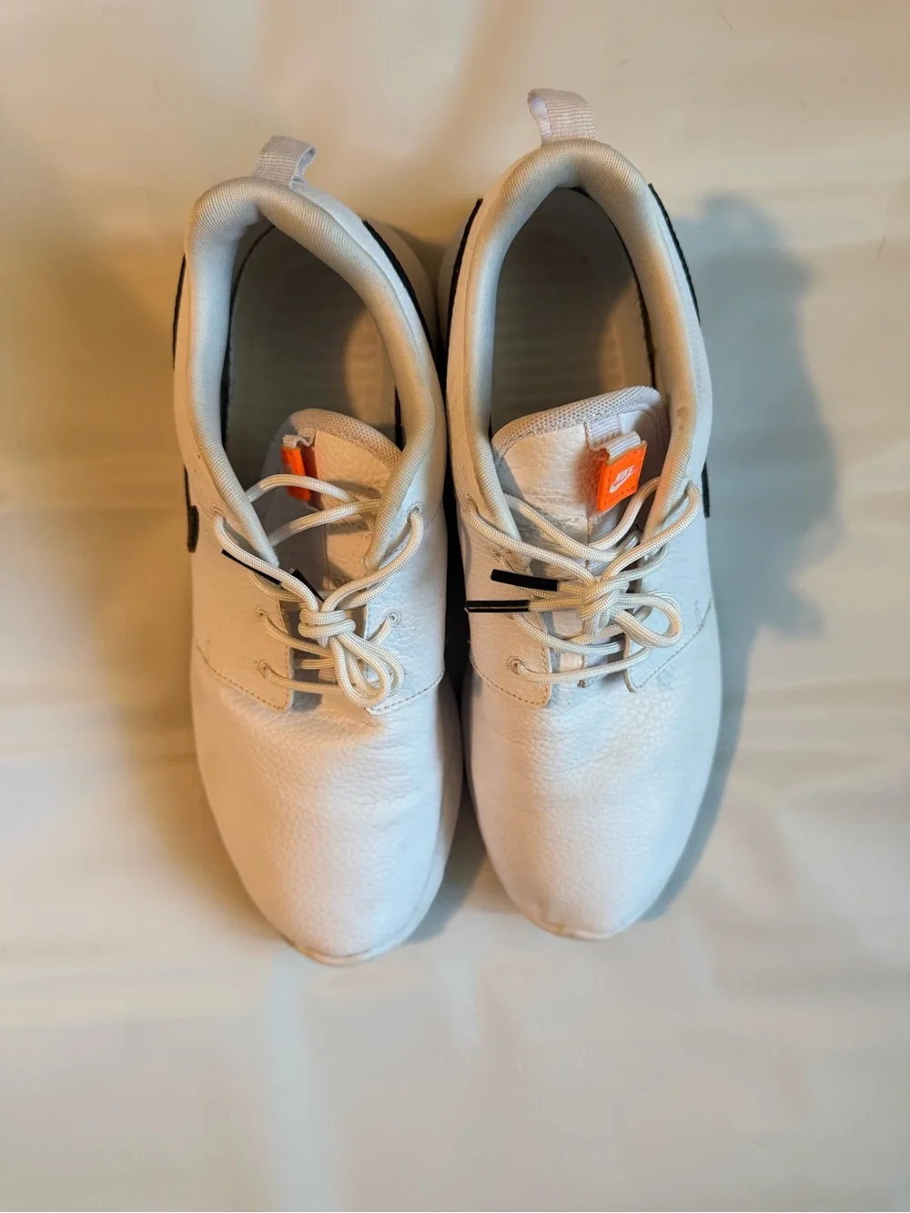 Nike Women’s Roshe One Premium  JDI “Just Do It” Size 9 White/Orange Leather